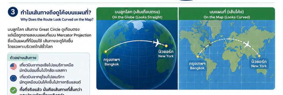ทำไมบินเป็นเส้นโค้ง