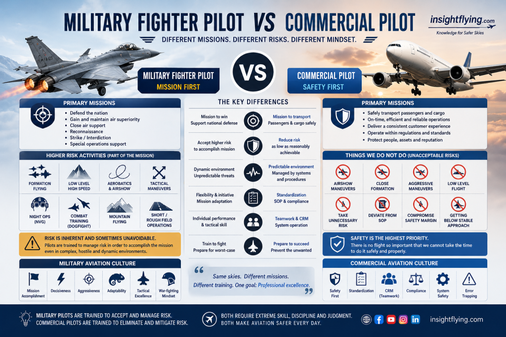 military fighter pilot vs commercial pilot