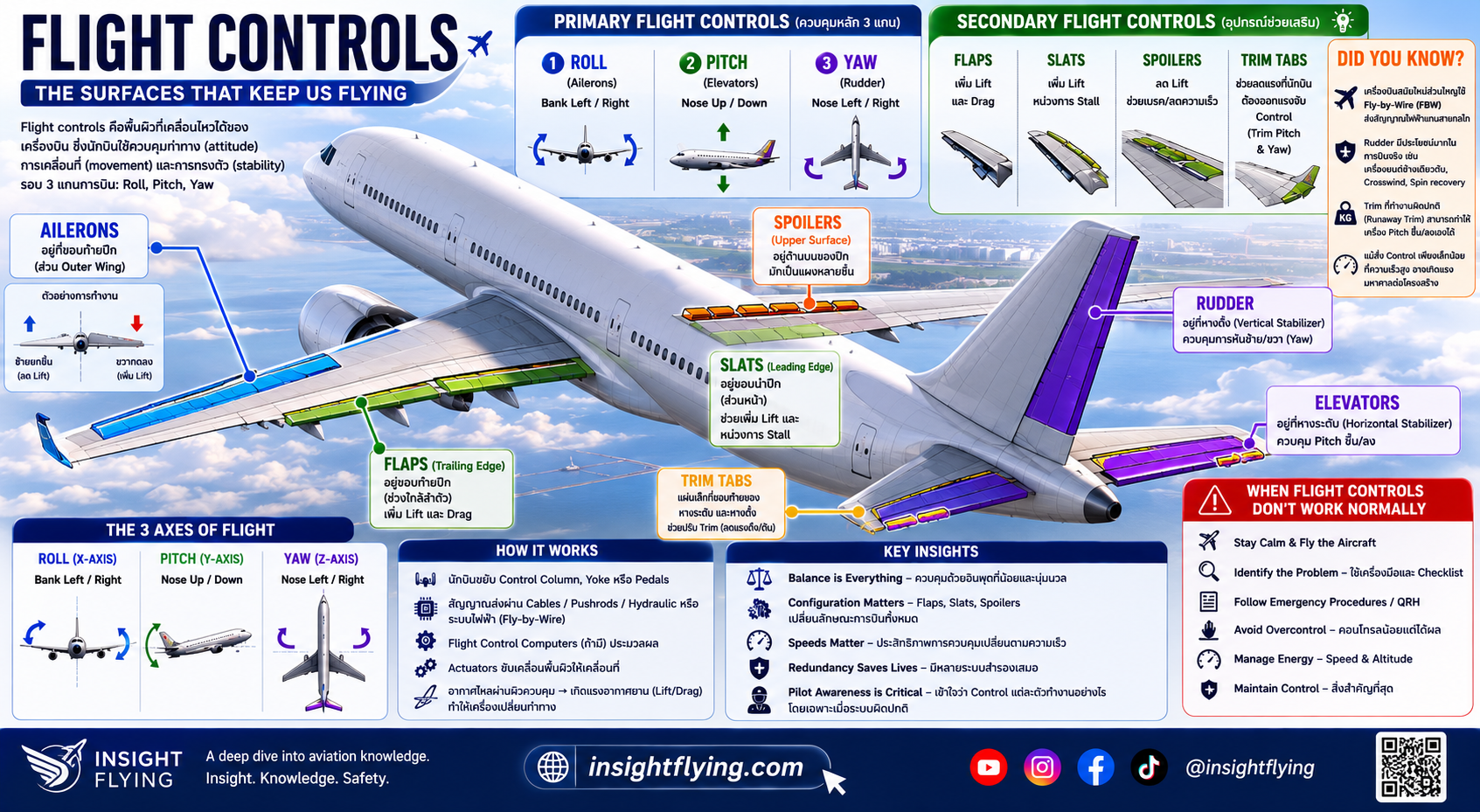 flight controls of the aircraft