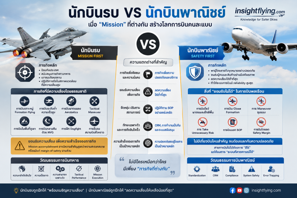 ความแตกต่างของนักบินรบกับนักบินพาณิชย์