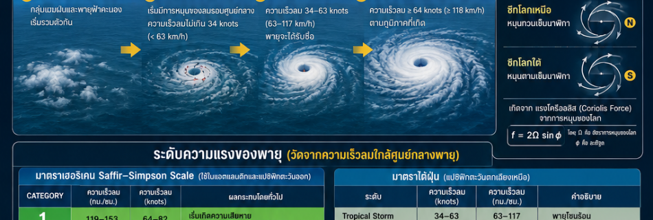 การเกิดพายุ และพายุในชื่อต่าง ๆ