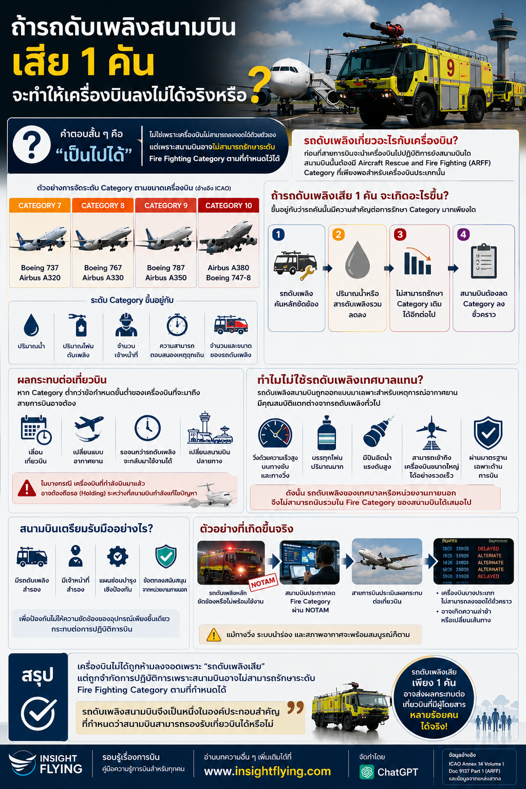 ถ้ารถดับเพลิงสนามบินเสีย 1 คัน จะทำให้เครื่องบินลงไม่ได้จริงหรือ?