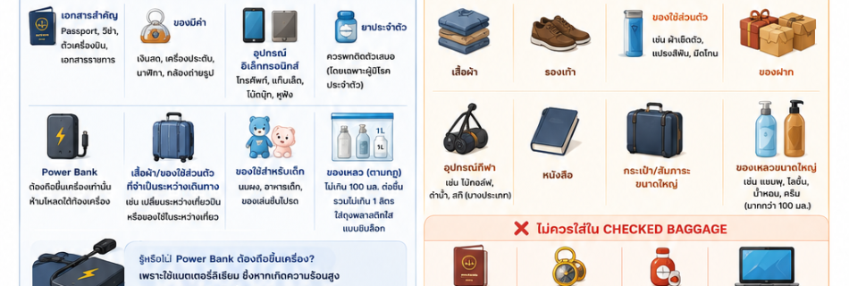 กระเป๋าถือขึ้นเครื่อง กับ กระเป๋าโหลดใต้ท้องเครื่อง ต่างกันอย่างไร?