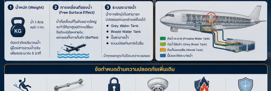 ห้องอาบน้ำบนเครื่องบิน ทำไมจึงเป็นเรื่องยาก (ภาพจำลอง)